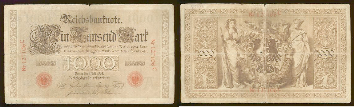 Germany 1000 mark 1898 F